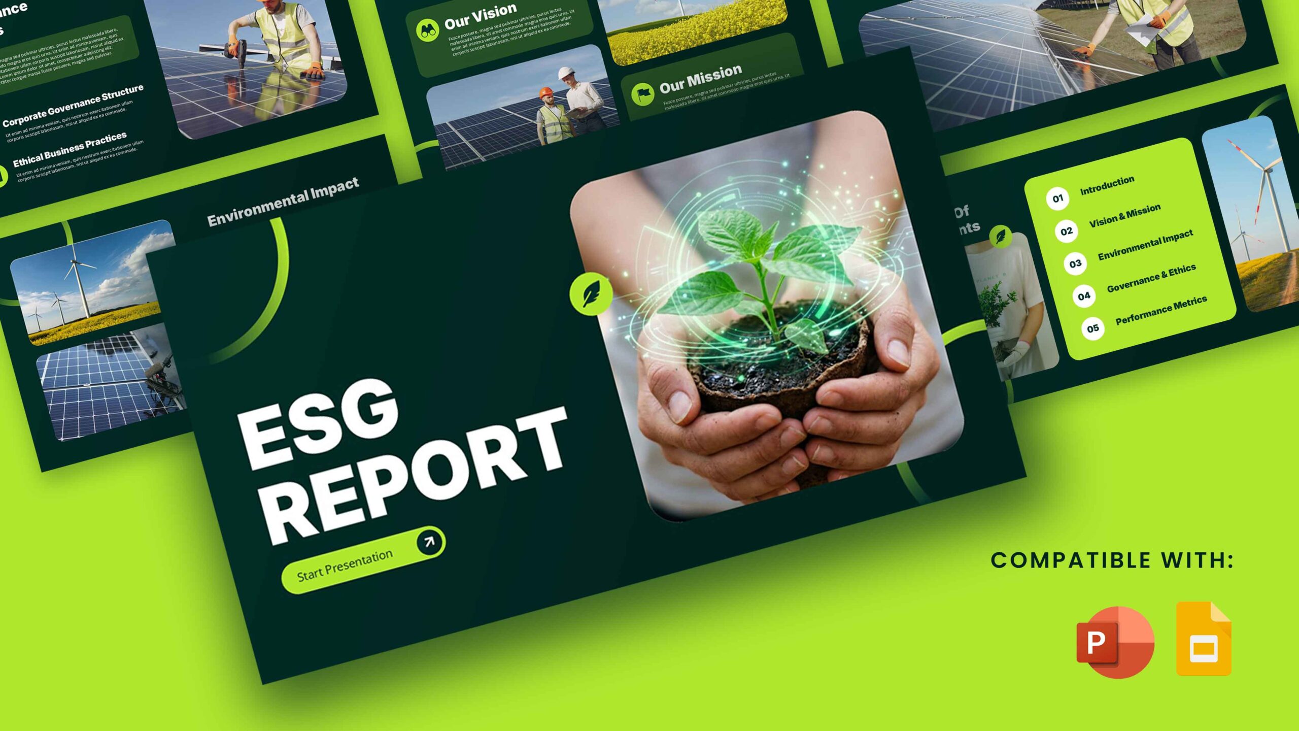 ESG Report Template - Professional cover slide to introduce your corporate sustainability presentation