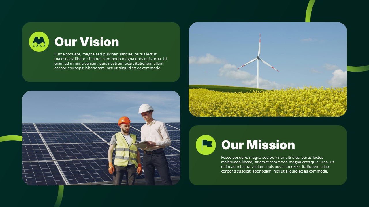 ESG Report Template - Vision and mission slide to present your company's sustainability values and goals