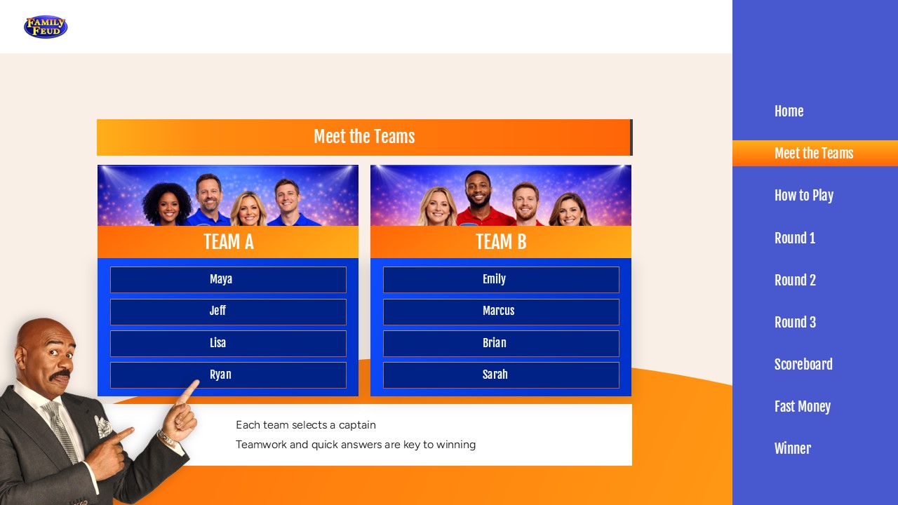 Family Feud Template - Rules explanation slide to outline game mechanics and instructions