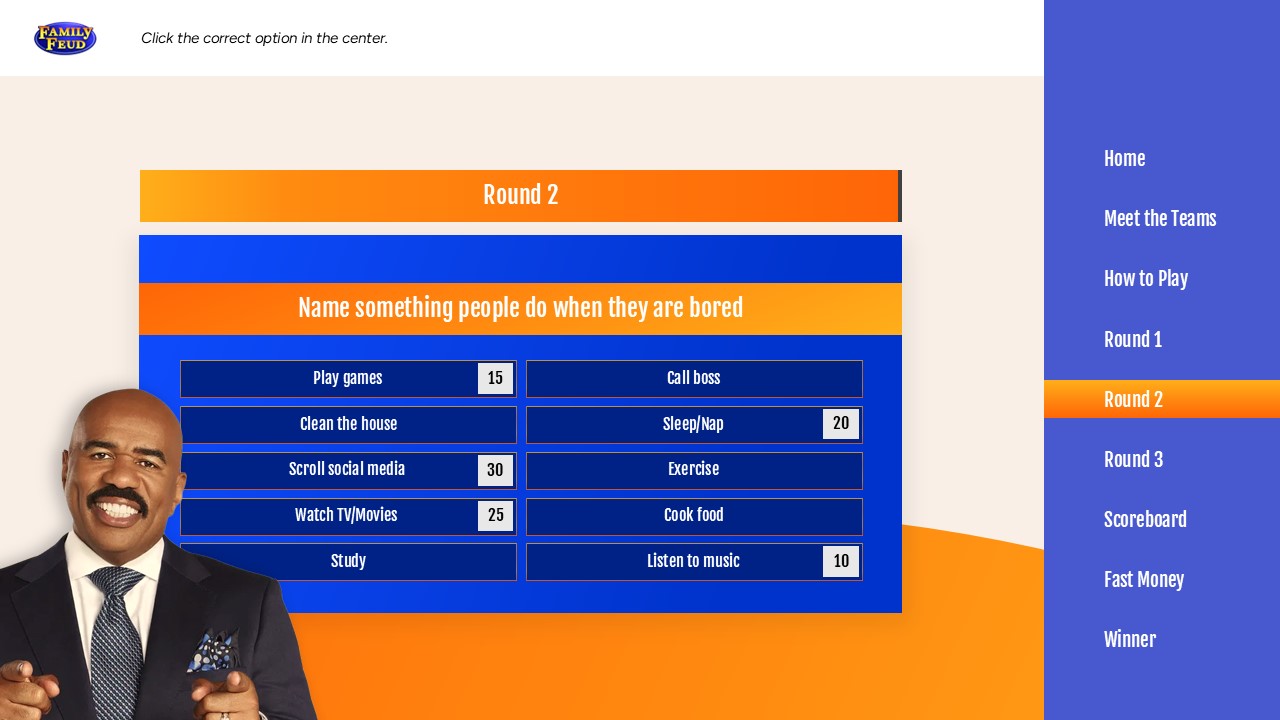 Family Feud Template - Scoreboard slide to track Team A vs Team B points throughout the game