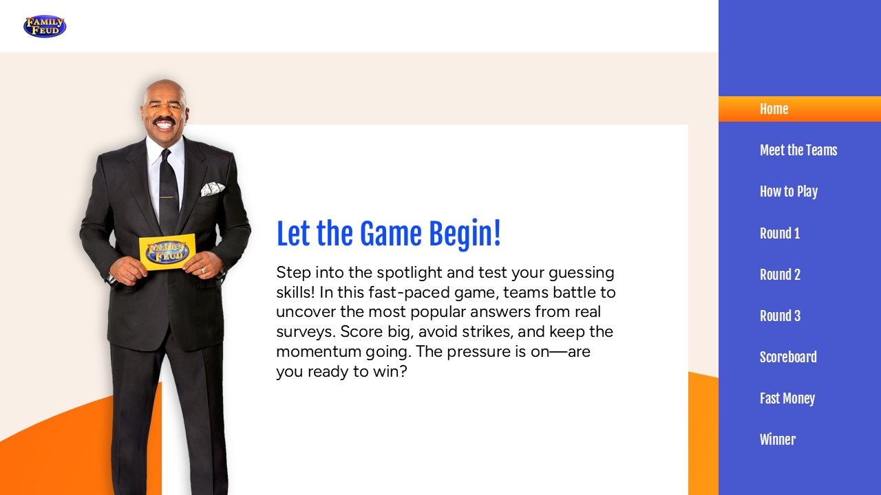 Family Feud Template - Team setup slide to organize players and assign team names