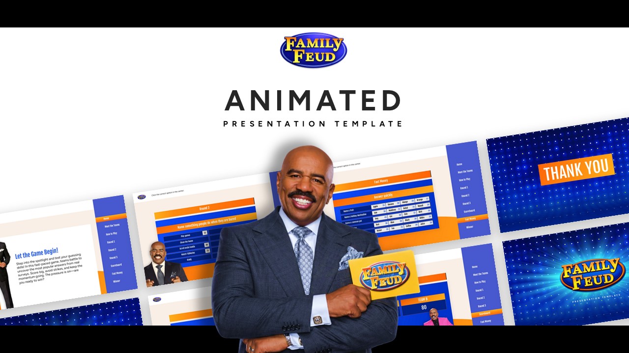 Family Feud Template - Cover slide to introduce your interactive game show presentation
