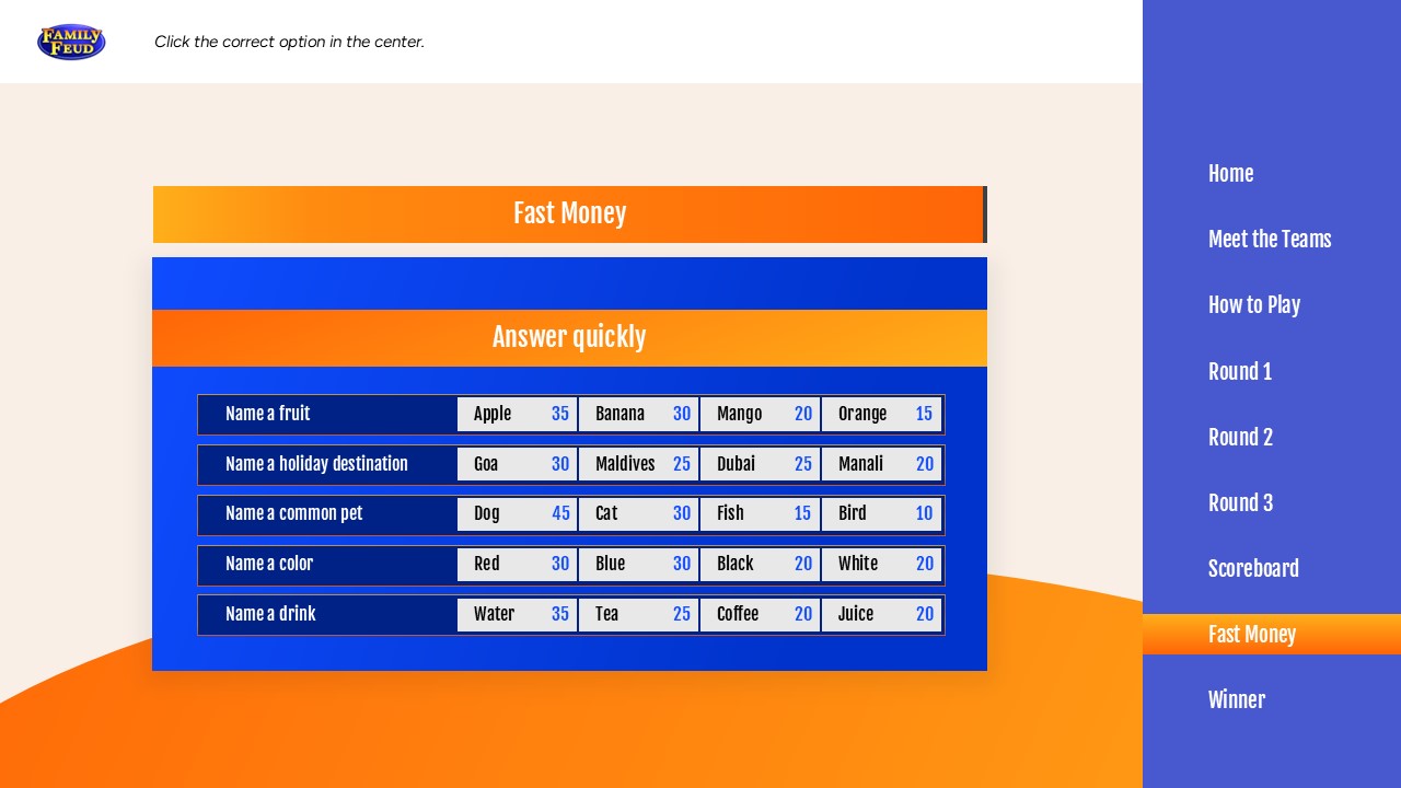 Family Feud Template - Winner announcement slide to celebrate the victorious team