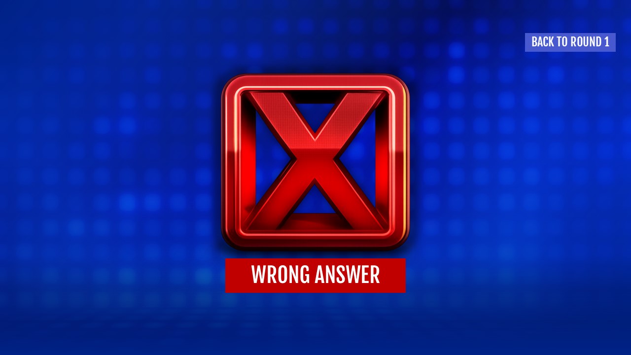 Family Feud Template - Wrong answer slide with red X symbol for incorrect responses