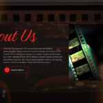 Plantilla de presentación de película: diapositiva "Acerca de nosotros" para mostrar los antecedentes de la compañía cinematográfica y su experiencia en la industria.