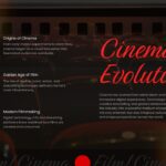 Plantilla de presentación de películas: diapositiva de línea de tiempo de la evolución del cine para presentar la historia y las etapas de desarrollo del cine.