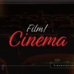 Plantilla de presentación de películas: diapositiva de título con fondo de sala de cine para introducir presentaciones cinematográficas.