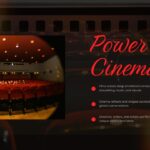 Plantilla de presentación de películas: diapositiva "El poder del cine" para analizar el impacto emocional y social de las películas.