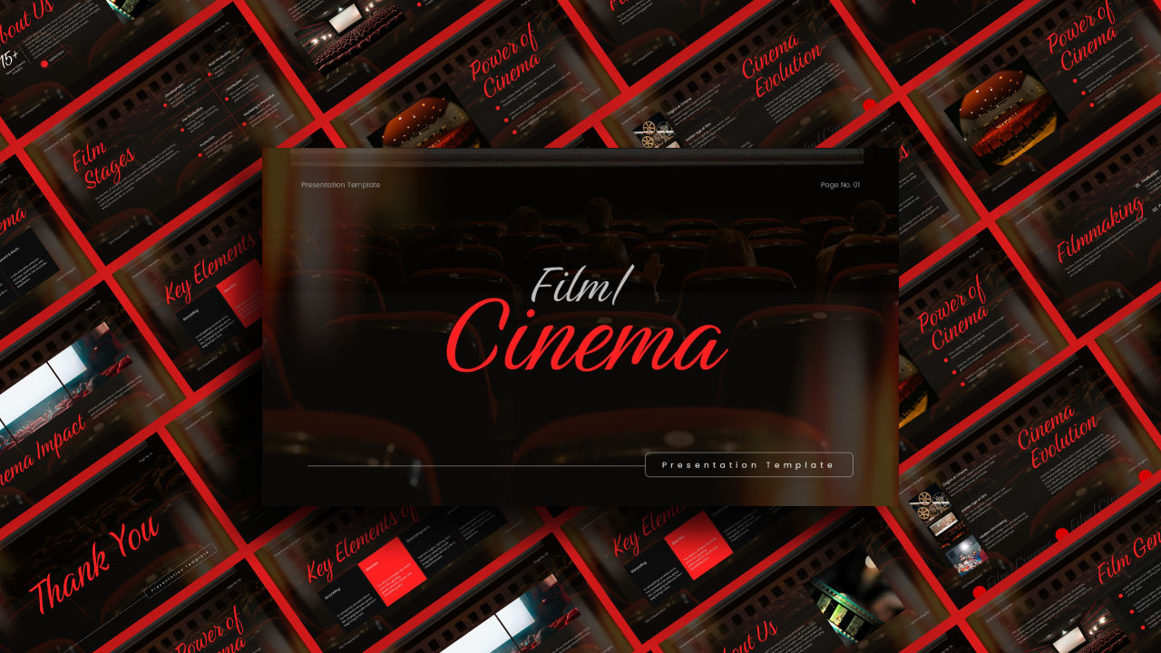 Film Presentation Template - Complete 11-slide cinema-themed PowerPoint and Google Slides template overview