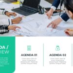 Financial Report Agenda - Three-column overview with financial icons