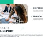 Financial Report Purpose - Split layout with meeting photo and bullet points