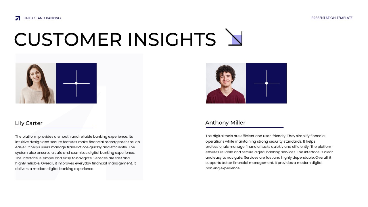 FinTech and Banking Template - Customer testimonials slide to showcase client feedback and satisfaction ratings