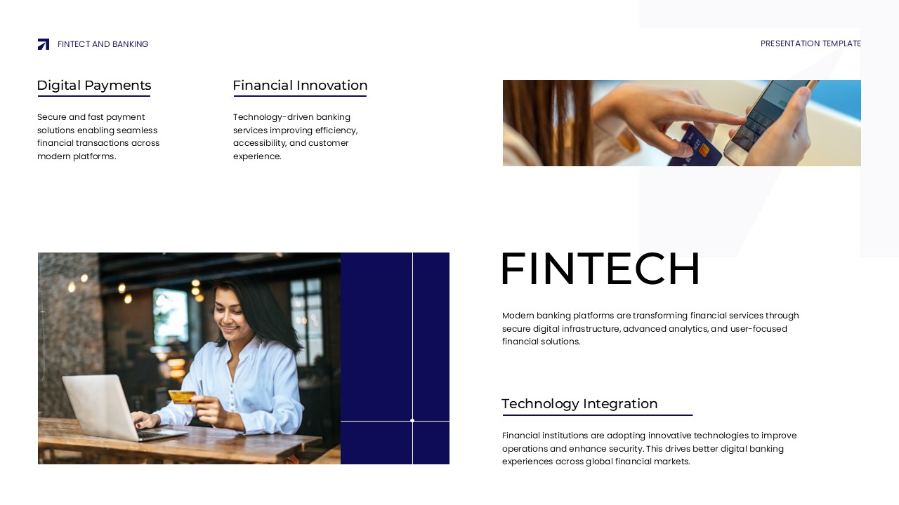 FinTech and Banking Template - Digital payments slide to explain fintech concepts and technology integration