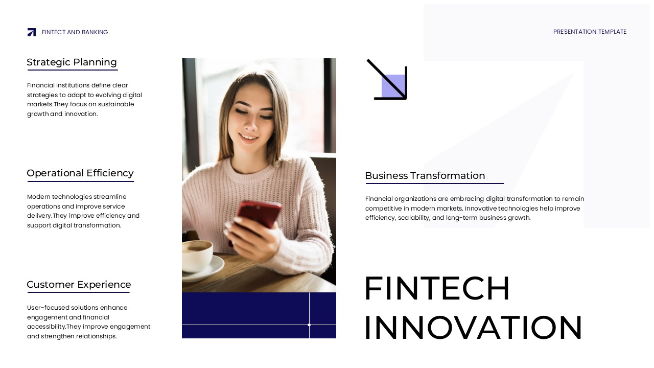 FinTech and Banking Template - Innovation slide to present strategic planning and digital transformation initiatives