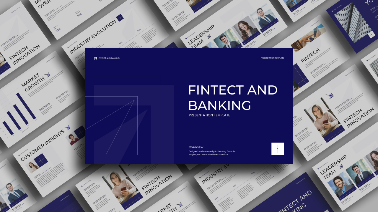 FinTech and Banking Template - Complete presentation overview showing all 11 professional slides for financial services