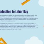 Happy Labor Day Introduction Template - Blue background slide with pilot illustration and educational content