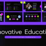 Plantilla educativa innovadora: vista previa de la cuadrícula que muestra 8 diapositivas modernas para presentaciones educativas.
