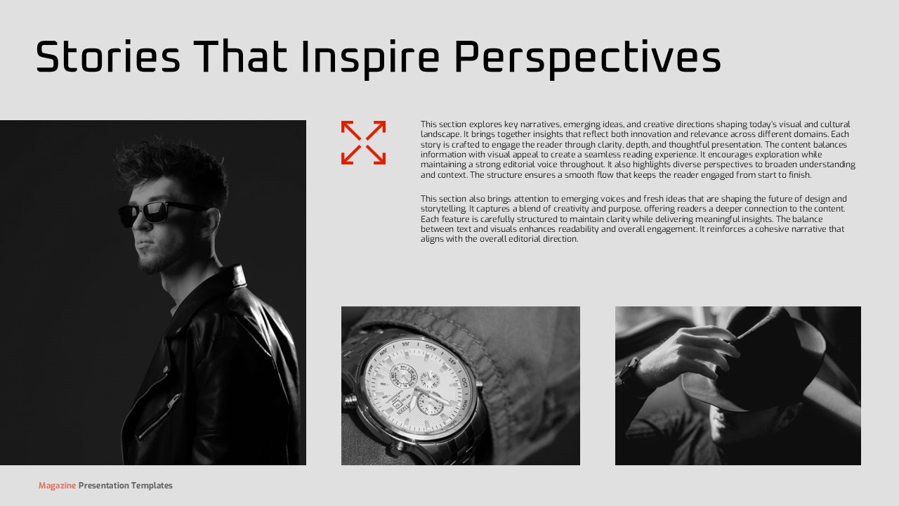 Plantilla de diseño de revista para PowerPoint y Google Slides