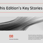 Magazine Template content slide with flowing graphics and large numbers