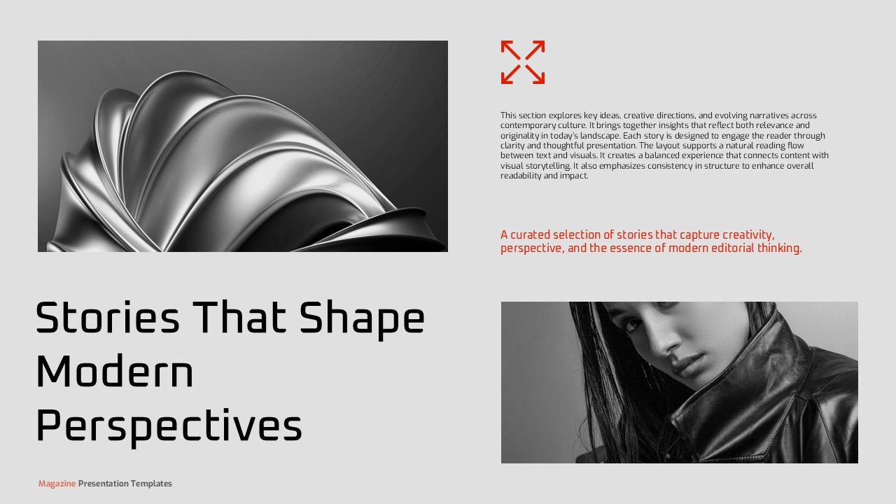 Plantilla de diseño de revista para PowerPoint y Google Slides