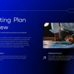 Marketing Plan Strategy Template - Overview slide with market opportunity text and professional team meeting photo