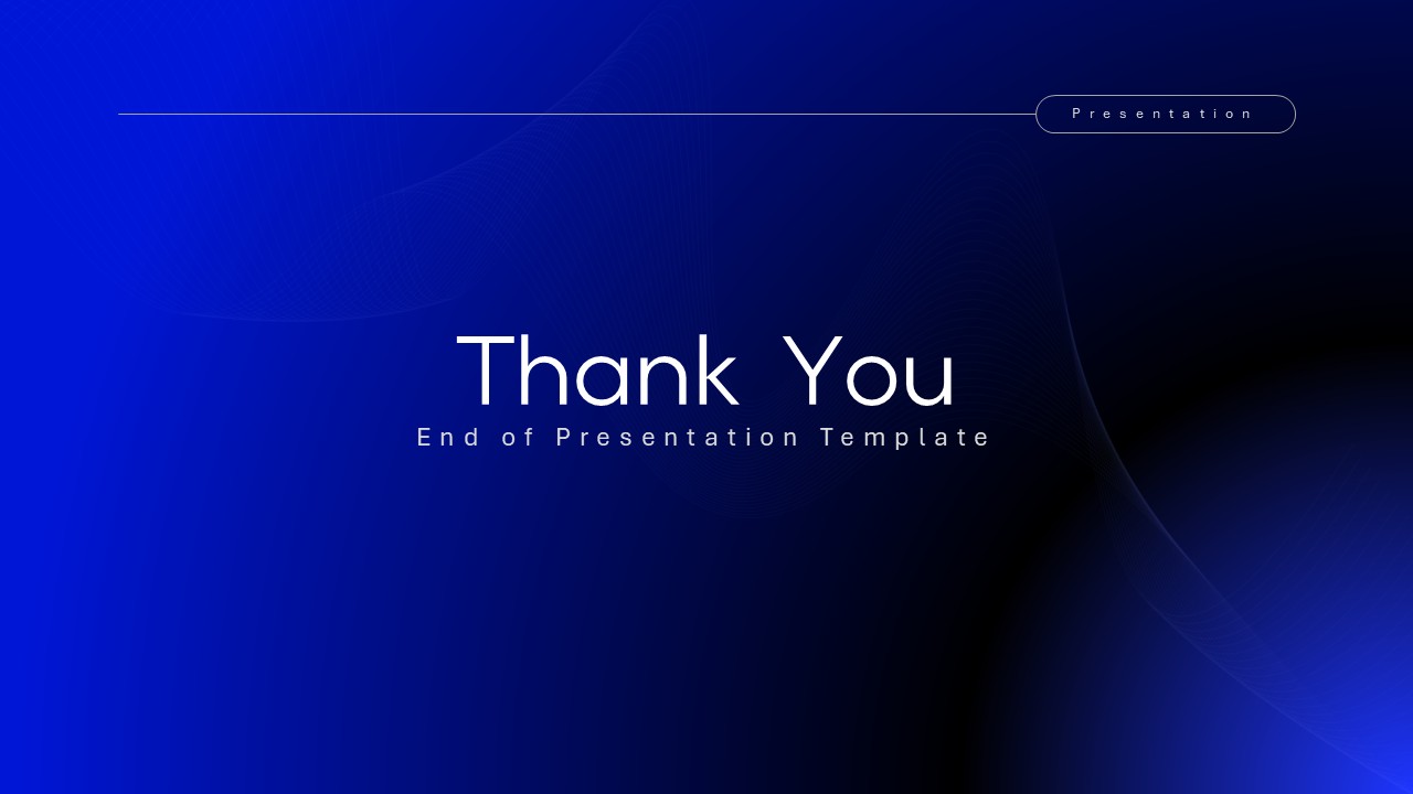 Marketing Plan Template - Thank you closing slide with minimalist blue design and centered text layout