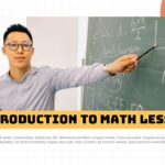 Math Lesson Introduction Template - Split layout balancing teacher portrait with welcoming lesson overview