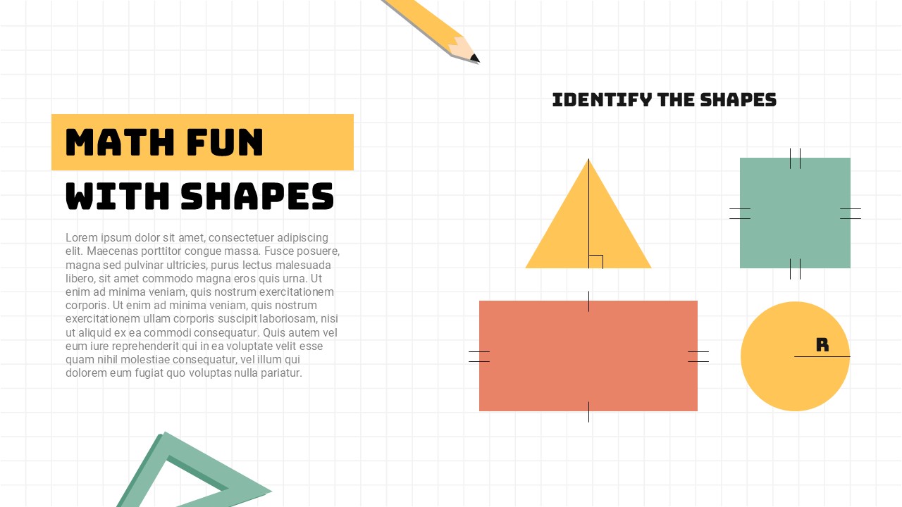 Math Shapes Geometry Template - Colorful geometric forms with identification labels for visual learning