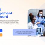 Medical Report Template - Dashboard presentation with masked medical professionals and action buttons