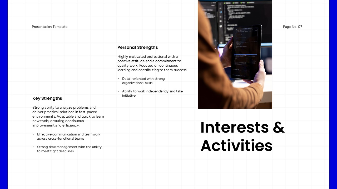 Minimalist Resume Interests Template - Personal attributes showcase enhanced by modern technology and mobile device imagery