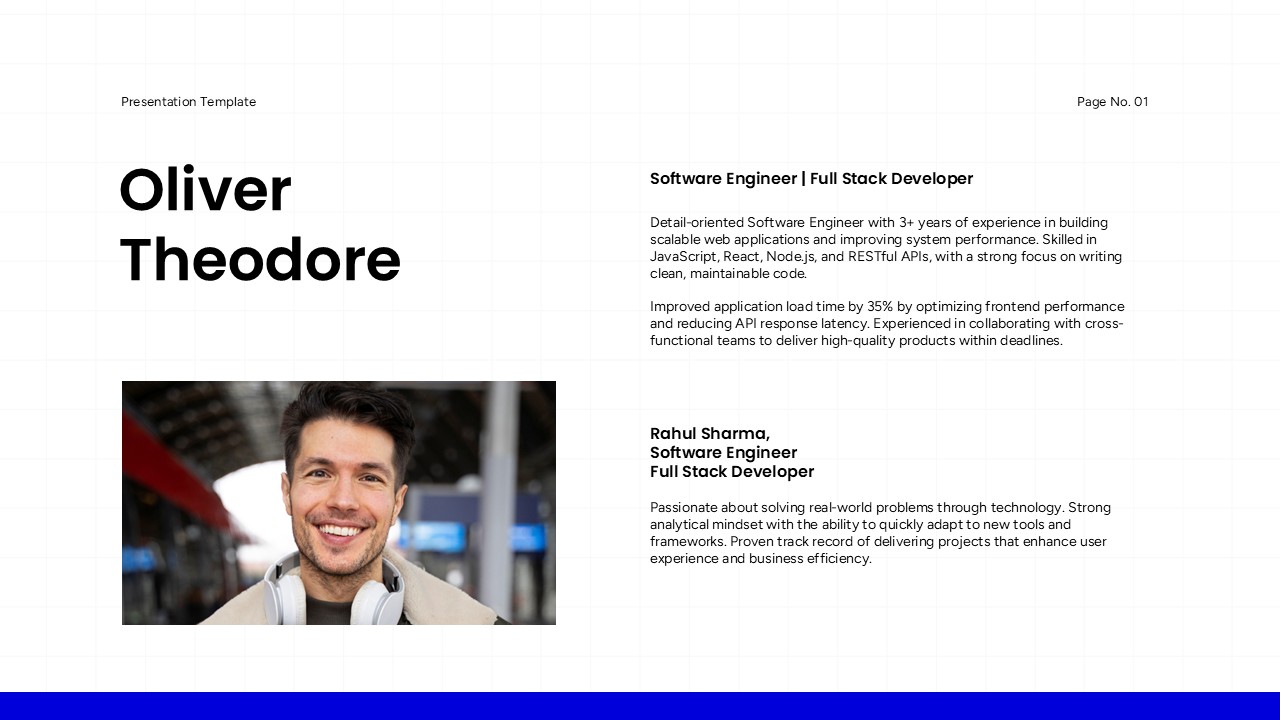 Minimalist Resume Personal Profile - Two-column layout balancing professional headshot with career summary details