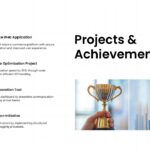 Minimalist Resume Projects Template - Achievement-focused layout with success symbolism through trophy and chart graphics