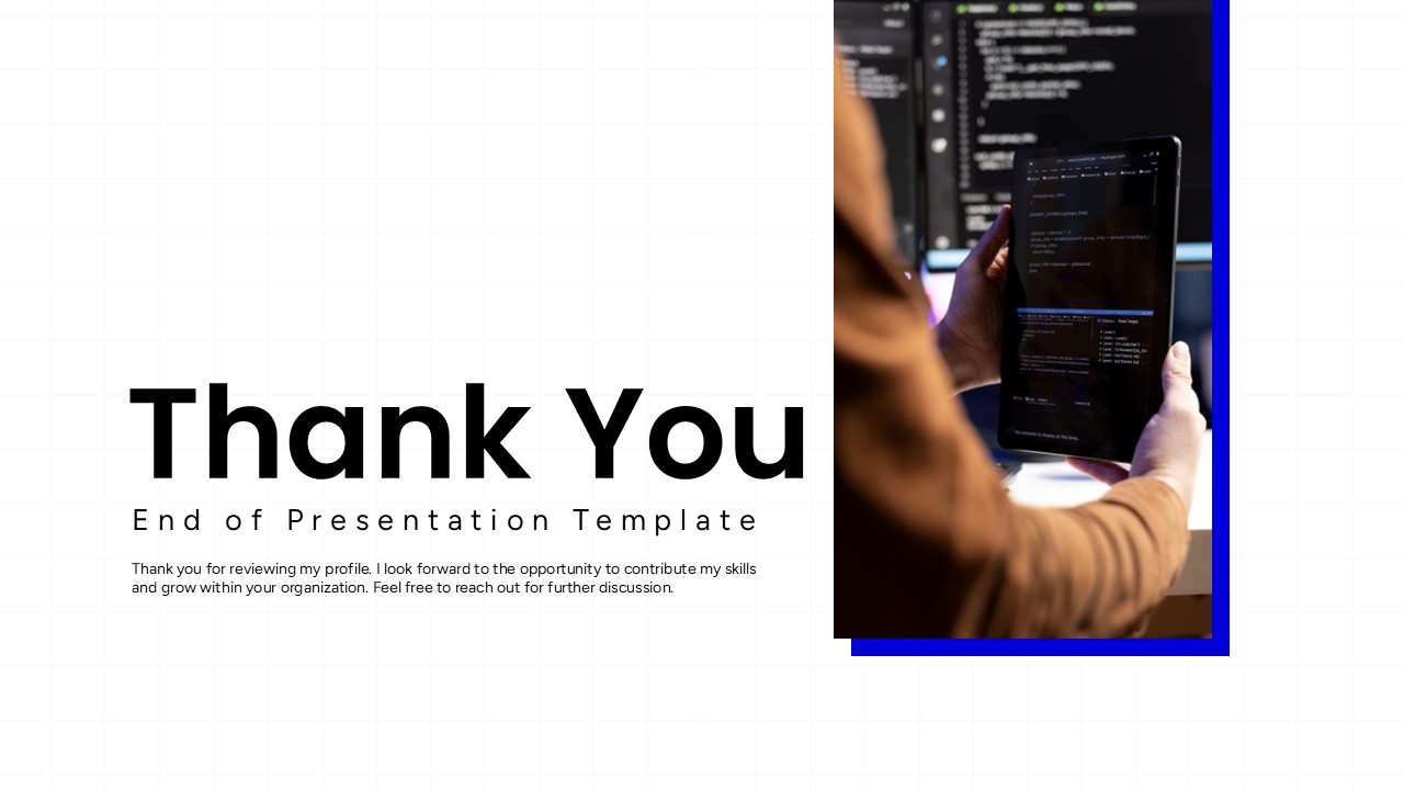 Minimalist Resume Thank You Template - Graceful closing with technology-themed background and connection encouragement