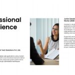Minimalist Resume Work Experience - Timeline-style career progression with collaborative workplace imagery backdrop