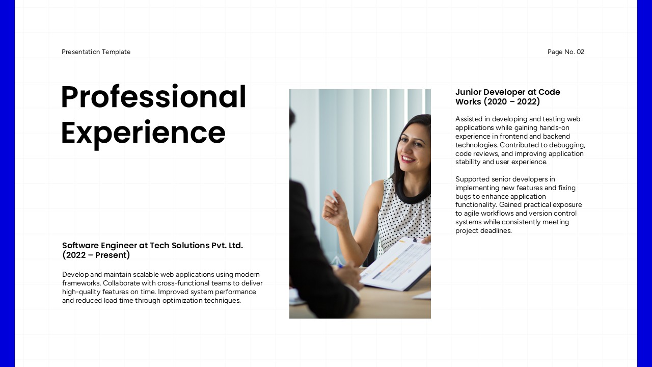 Minimalist Resume Work Experience - Timeline-style career progression with collaborative workplace imagery backdrop