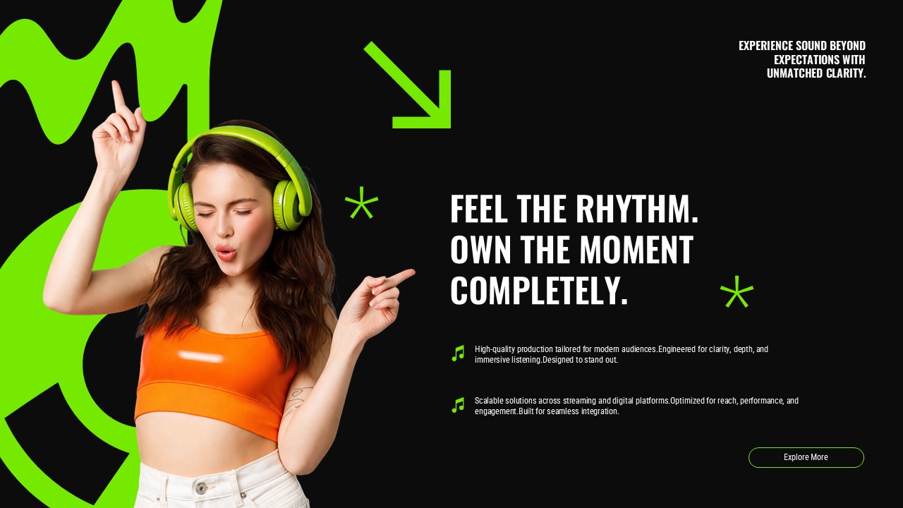 Music Company Profile Template - Impact slide to emphasize emotional connection through your music services