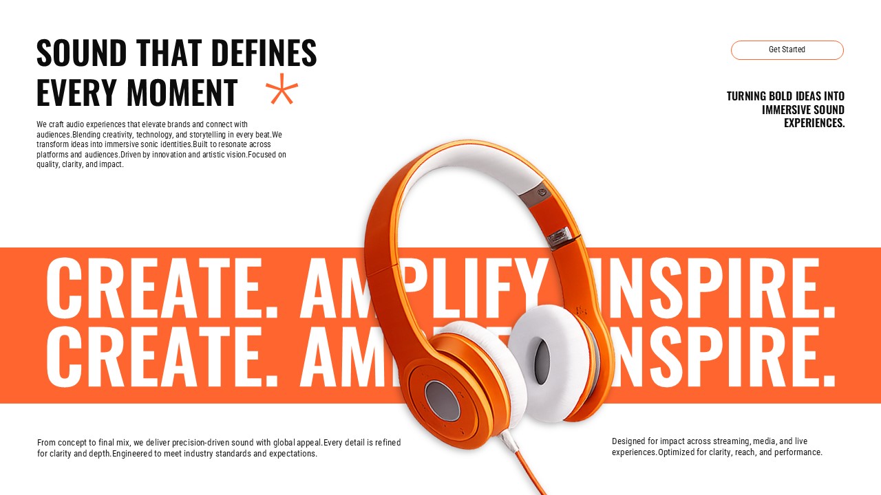 Music Company Profile Template - Service overview slide to showcase your audio production capabilities