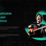 Music Concert Statistics Template - Audience metrics slide showing 100K turnout and 20M digital reach