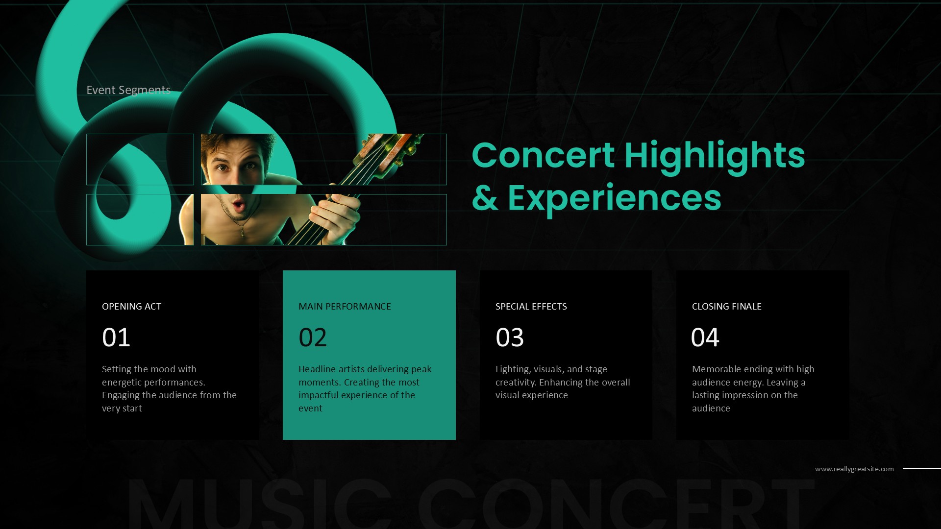 Music Concert Timeline Template - Event schedule with opening acts and main performance highlights