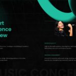 Music Concert Breakdown Template - Four-section overview of performances, sound, visuals and engagement