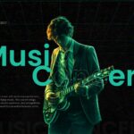 Music Concert Google Slides Template - Live Experience Series 2027 introduction slide with guitarist