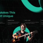 Music Concert Features Template - Grid layout showing live performances and immersive stage elements