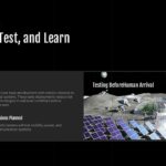 NASA Moon Base Template - two-section slide showing robotic mission strategy with lunar base testing illustration