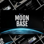 NASA Moon Base Template - cover showing multiple slides in perspective view with space background and Earth curve