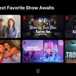 Netflix Template - Content showcase grid with multiple show thumbnails and Netflix N branding