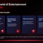 Netflix Template - Four-column feature benefits grid with red circular icons on dark blue background