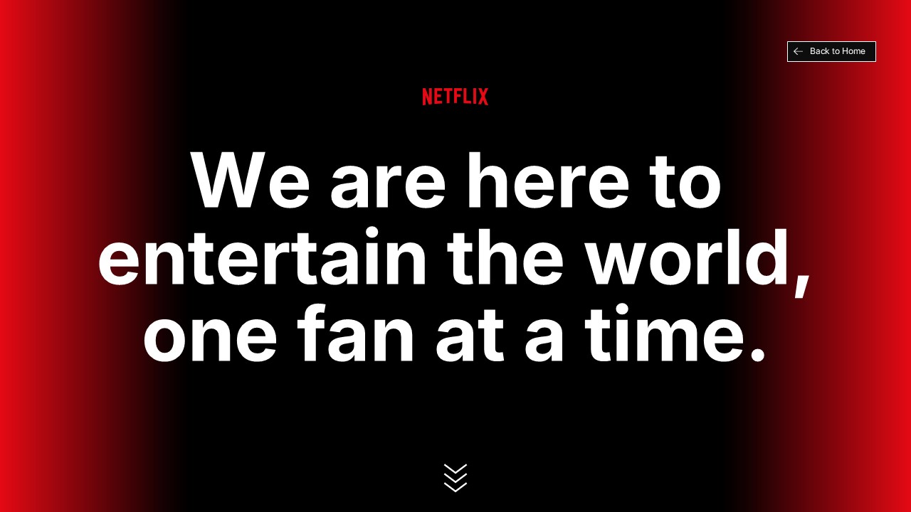 Netflix Template - Mission statement slide with large typography on red to black gradient