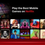 Netflix Template - Mobile gaming slide with game thumbnails and 'Play the Best Mobile Games' headline