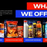 Pepsi Product Offerings Template - Four category grids showcase diverse portfolio from sodas to snacks with vivid photography