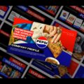 Pepsi Company Profile Template - Dynamic cascade of slides featuring bold red-blue branding with refreshing tagline